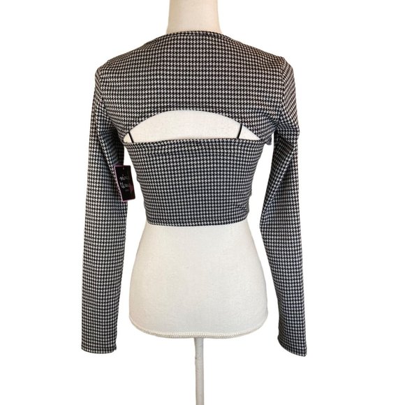 Mixed Threads Houndstooth Cutout Top - Picture 5 of 9